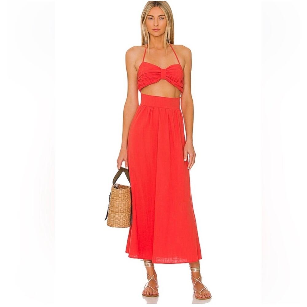 Red Maxi Dress with Twist Bandeau Top